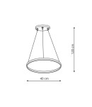 Lampa wisząca LED Ring D40 o średnicy 40 cm i wysokości 120 cm, w kolorze czarnym. Prosty, okrągły kształt z zawieszeniem w formie stożka. Idealna do nowoczesnych aranżacji wnętrz.