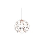 Aspilia LED lampa wisząca 30-punktowa w złotym kolorze. Okrągły klosz z metalowymi, falistymi detalami, z białymi punktami świetlnymi rozmieszczonymi równomiernie wzdłuż konstrukcji. Ujęcie frontalne, lampa zawieszona na cienkim przewodzie.