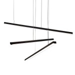 Trio LED lampa wisząca ściemnialna, 3-punktowa, czarna. Elementy mają matową, czarną powierzchnię z wbudowanym oświetleniem LED, w nowoczesnym, minimalistycznym designie.