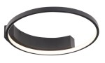 Czarna lampa sufitowa LED Velvet C0199 w okrągłej formie, z matowym wykończeniem. Posiada wbudowane źródło światła w białej obręczy. Montaż na suficie, widok z boku, ukazujący kształt i detale konstrukcji.