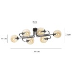 Lampa sufitowa Brendi A w kolorze miodowym, sześciopunktowa, z przezroczystymi kloszami. Wymiary: długość 93 cm, szerokość 8 cm, wysokość 32 cm, głębokość 14 cm. Metalowa konstrukcja w czarnym kolorze, nowoczesny design.