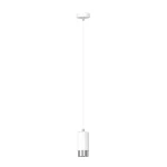 Lampa wisząca Fumiko 1-punktowa w kolorze białym z chromowanym detalem. Prosta, cylindryczna forma z długim, białym przewodem. Zawieszona na sufitowym mocowaniu, idealna do nowoczesnych wnętrz.