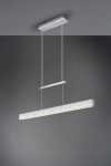 Lampa wisząca Paros LED 3-punktowa, aluminiowa, w kolorze srebrnym. Posiada dwa poziome elementy, zawieszone na cienkich linkach, montowane do sufitu. Prosty, nowoczesny design, idealna do minimalistycznych wnętrz.