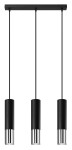 Loopez lampa wisząca 3-punktowa w kolorze czarnym z chromowanymi detalami. Składa się z trzech cylindrycznych kloszy zawieszonych na cienkich linkach, montowana do sufitu. Prosta forma, idealna do nowoczesnych wnętrz.