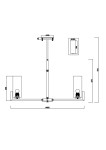 Lampa wisząca Fortano 10-punktowa MOD089PL-10BS, metalowa konstrukcja w kolorze czarnym, z dziesięcioma oprawkami na żarówki. Ujęcie z góry, ukazujące wymiary: długość 960 mm, wysokość 764 mm, szerokość 150 mm.