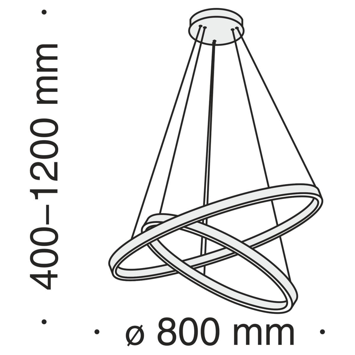 Czarna lampa wisząca LED Rim 4000K, 2-punktowa, z okrągłymi pierścieniami o średnicy 800 mm. Regulowana wysokość od 400 do 1200 mm. Prosta forma, idealna do nowoczesnych wnętrz.