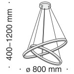 Czarna lampa wisząca LED Rim 4000K, 2-punktowa, z okrągłymi pierścieniami o średnicy 800 mm. Regulowana wysokość od 400 do 1200 mm. Prosta forma, idealna do nowoczesnych wnętrz.