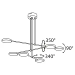Fad LED lampa wisząca 7-punktowa MOD070PL-L38B3K, z regulowanymi ramionami, w kolorze białym. Lampa zawieszona na trzech linkach, umożliwiająca obrót elementów o 350° i 90°. Nowoczesny design idealny do różnych wnętrz.
