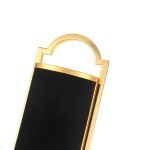 Kinkiet Libero Parette Gold Nero w kolorze złotym i czarnym, z eleganckim, zaokrąglonym uchwytem w złotym wykończeniu oraz matową, czarną powierzchnią. Ujęcie z góry, prezentujące detal konstrukcji. Idealny do nowoczesnych wnętrz.