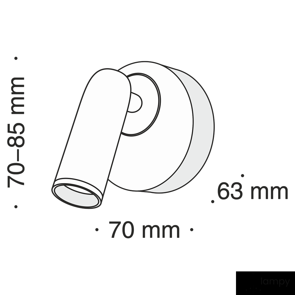 Czarny kinkiet LED Mirax 1-punktowy, o cylindrycznym kształcie, z regulowanym ramieniem. Widoczne wymiary: średnica podstawy 70 mm, długość ramienia 70-85 mm, wysokość 63 mm. Prosty design, idealny do nowoczesnych wnętrz.