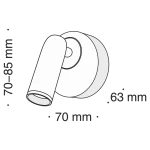 Czarny kinkiet LED Mirax 1-punktowy, o cylindrycznym kształcie, z regulowanym ramieniem. Widoczne wymiary: średnica podstawy 70 mm, długość ramienia 70-85 mm, wysokość 63 mm. Prosty design, idealny do nowoczesnych wnętrz.