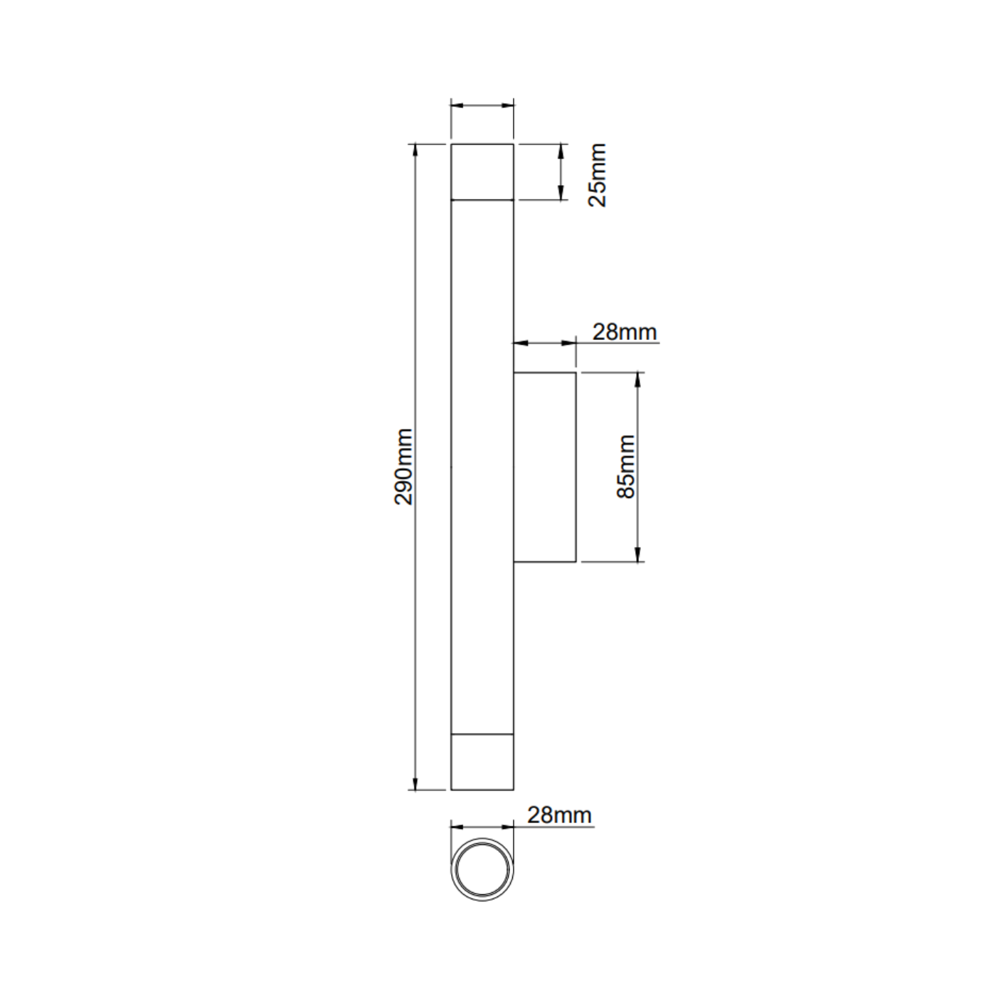 Kinkiet Q Parette 2-punktowy w kolorze czarnym i złotym, o wymiarach 290 mm x 25 mm x 28 mm. Posiada minimalistyczny kształt, montowany na ścianie, z dwoma źródłami światła, idealny do nowoczesnych wnętrz.