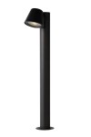 Lampa ogrodowa Dingo H70 w kolorze antracytowym, stojąca, z cylindrycznym trzonem i konicalnym kloszem. Ujęcie z boku, ukazujące detal klosza oraz podstawy. Prosta linia i matowa faktura podkreślają nowoczesny design.