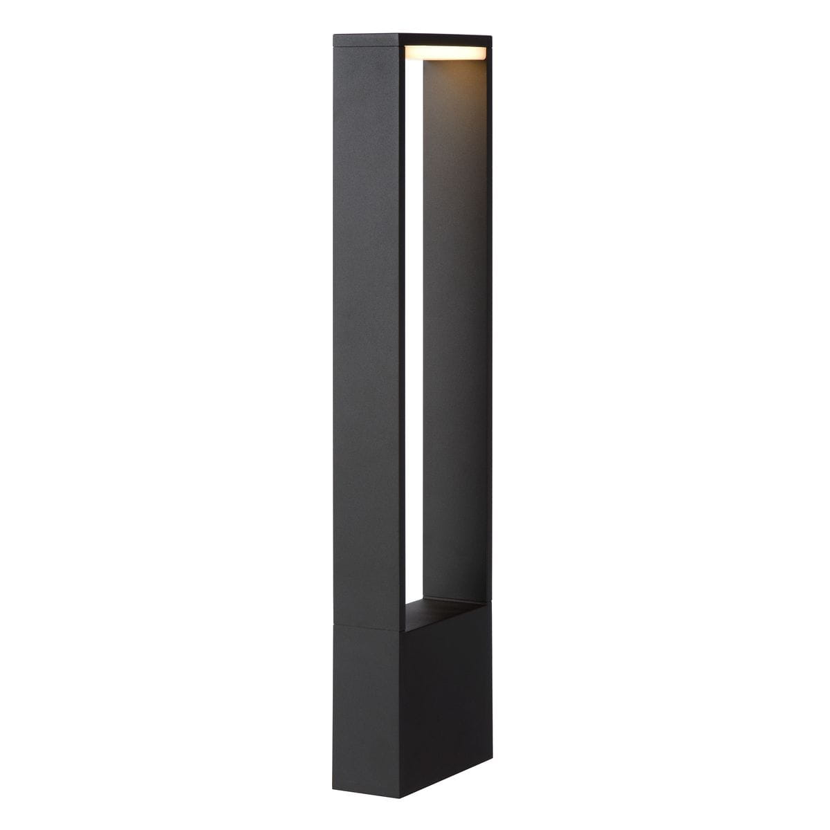 Lampa ogrodowa Goa LED H60 w kolorze czarnym, o prostokątnym kształcie, stojąca, z wbudowanym źródłem światła w górnej części. Wykonana z matowego materiału, idealna do oświetlenia przestrzeni zewnętrznych.
