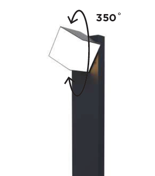 Cuba LED H75 lampa stojąca ogrodowa w ciemnoszarym kolorze, regulowana w zakresie 350°. Prosty, pionowy słup z kwadratowym, białym kloszem na górze. Idealna do oświetlenia ogrodu.