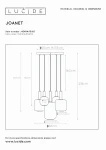 Czarna lampa wisząca Joanet z pięcioma punktami świetlnymi, o okrągłym, minimalistycznym kształcie. Ułożona w dół, zawieszona na długich linkach. Średnica górnej części wynosi 50 cm, a dolnych kloszy 21 cm. Idealna do nowoczesnych wnętrz.