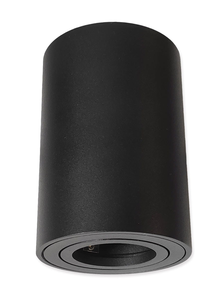 Lampa sufitowa Valse w formie czarnej tuby, matowa powierzchnia, skierowana w dół. Widoczny okrągły element mocujący u podstawy, minimalistyczny design, idealna do oświetlenia kierunkowego.