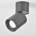 Czarna lampa sufitowa Astra w formie spotu, zamontowana na suficie, z obrotową głowicą. Wykonana z matowego metalu, ma cylindryczny kształt z widocznym źródłem światła. Prosta, nowoczesna konstrukcja idealna do różnych wnętrz.