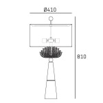 Lampa stołowa Cartagena 2-punktowa, z abażurem o średnicy 410 mm, wysokości 810 mm. Posiada dekoracyjną podstawę i elementy świetlne w formie rozgałęzienia. Prosta, elegancka forma, idealna do różnych aranżacji wnętrz.