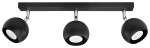 Czarna lampa sufitowa 3-punktowa Oculare SL.0445 z metalowym stelażem. Trzy okrągłe klosze w matowym wykończeniu, z białymi wnętrzami, zamocowane na prostokątnej podstawie. Klasyczny design, idealna do nowoczesnych wnętrz.