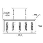 Lampa wisząca Oxford 10-punktowa P10069NI o wymiarach 960x380 mm, z metalowym stelażem w kolorze niklowym. Posiada pięć cylindrycznych kloszy z dekoracyjną fakturą. Zawieszona na trzech linkach, z regulacją wysokości.