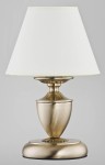 Lampka stołowa Sofia 1-punktowa, z metalowym podstawą w kolorze matowego złota i białym abażurem w kształcie stożka. Ujęcie frontalne, podkreślające elegancki design oraz symetryczną formę. Idealna do dekoracji wnętrz.