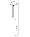 Czarna lampa wisząca 3-punktowa Pastelo SL.0471 z okrągłym mocowaniem o średnicy 20 cm. Wymiary: długość max 100 cm, dwa długie elementy o długości 50 cm. Prosty, nowoczesny design, idealna do różnych aranżacji wnętrz.