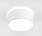 Lampa sufitowa Cameron 2-punktowa w kolorze białym, okrągła, z matowym wykończeniem. Zamontowana na suficie, z delikatnym podświetleniem na krawędzi, stwarzająca nowoczesny efekt świetlny. Idealna do minimalistycznych wnętrz.