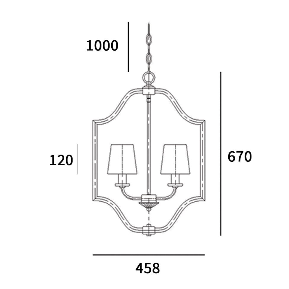 Lampa wisząca New York 4-punktowa, o prostokątnym kształcie, w kolorze białym. Posiada cztery klosze w kształcie stożków. Wymiary: wysokość 1000 mm, szerokość 458 mm, głębokość 120 mm. Zawieszona na łańcuszku, idealna do nowoczesnych wnętrz.