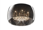Mała lampa sufitowa Crystal C0076-05L-F4FZ, pięciopunktowa, z półprzezroczystym kloszem w odcieniu szaro-srebrnym, prezentująca kryształowe detale wewnątrz. Ujęcie frontalne ukazuje elegancki kształt oraz źródła światła.