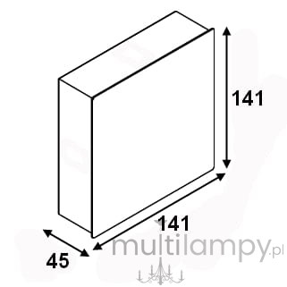 Mollis LED kinkiet 1-punktowy w kształcie prostokątnej, matowej obudowy o wymiarach 141x141x45 mm. Produkt o prostym designie, montowany na ścianie, dostępny w neutralnym kolorze, idealny do nowoczesnych wnętrz.