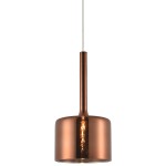 Lampa wisząca Copenhagen 1-punktowa w kolorze miedzi. Okrągły klosz z błyszczącej miedzi oraz wąski, prosty uchwyt. Zawieszona na cienkim kablu, prezentuje minimalistyczny design, idealna do nowoczesnych wnętrz.