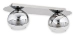 Lampa sufitowa Colours O2542 P2 CH z metalowym, prostokątnym stelażem w kolorze chromu, z dwiema okrągłymi, szklanymi kloszami. Klosze są przezroczyste, z widoczną żarówką wewnątrz, umieszczone na krawędzi stelaża.